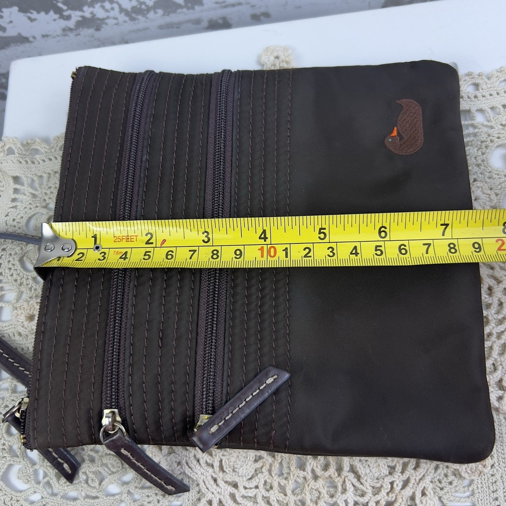 Dooney Bourke Brown Nylon North South Triple Zipper Crossbody Shoulder Bag - Picture 11 of 14